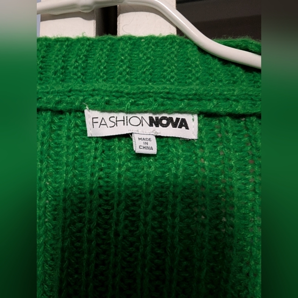 Fashion Nova Couch Convo Cardigan - Green Size 1X(14/16) (NWOT) - Picture 10 of 12